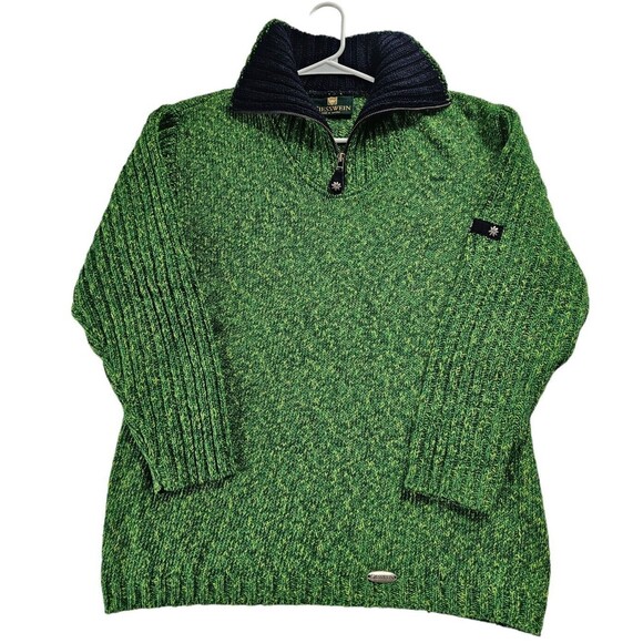 Giesswein Austria Knit‎ 1/4 Zip Wool Green Pullover Sweater Womens Size 38 - Picture 1 of 12